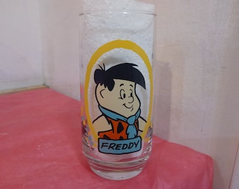 Vintage Collector Glasses, Pizza Hut Collector Glasses, The Flintstones Kids by Hanna Barbera Productions, Fred or Barney, 1986