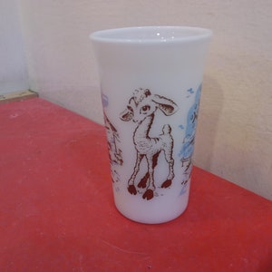 Vintage Children&#39;s Glass, L is for Lamb Child&#39;s Glass, Alphabet Milk or Juice Glass for Kids