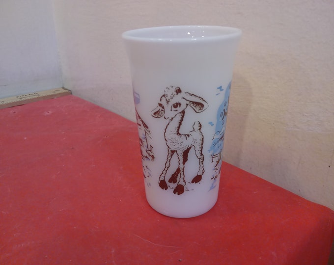 Vintage Children's Glass, L is for Lamb Child's Glass, Alphabet Milk or Juice Glass for Kids