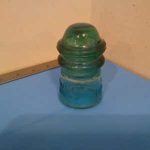 Vintage Hemingray No. 9 Glass Insulator Colored Green