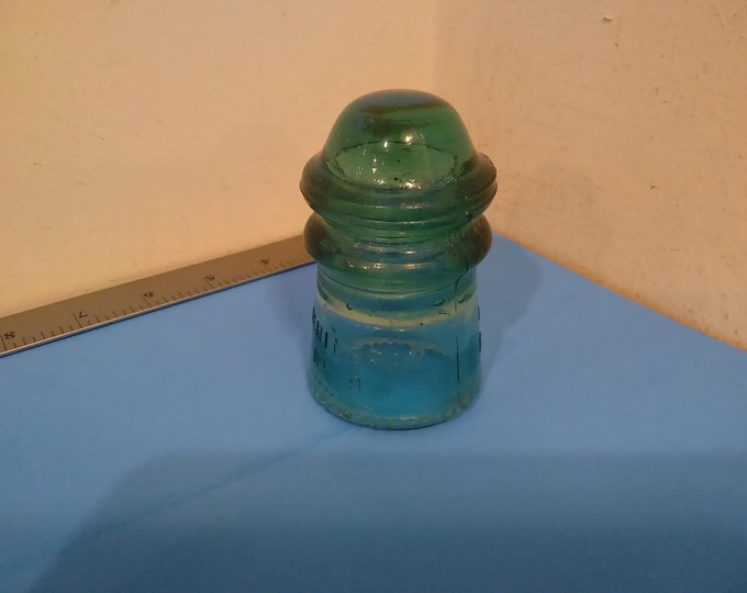 Vintage Hemingray No. 9 Glass Insulator Colored Green