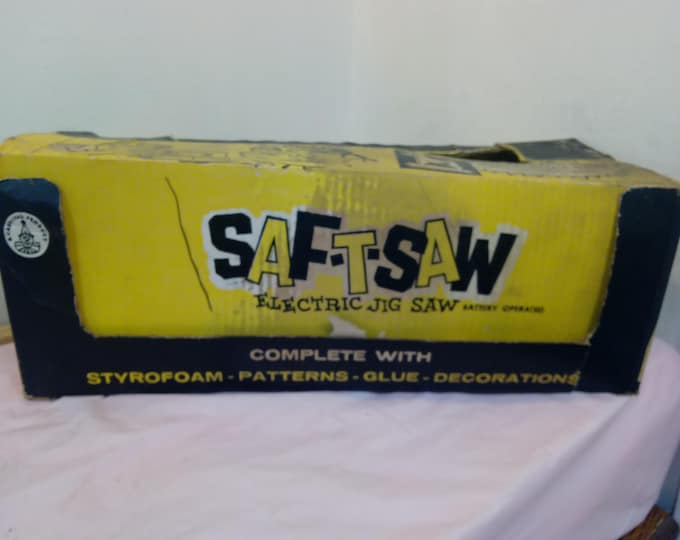 Vintage Pretend Play Electric Jig Saw, Saf-T-Saw Electric Jig Saw Battery Operated by Carnival Product, Model #900