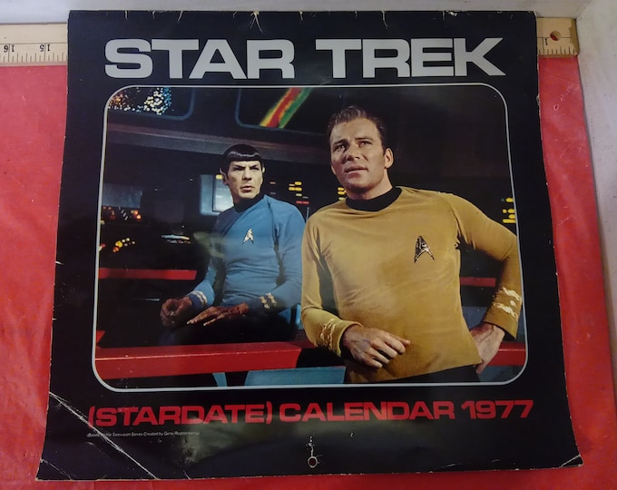 Vintage Star Trek Calendar, (Stardate) Calendar with Kirk, Spock, Dr. McCoy and Others, 1977#