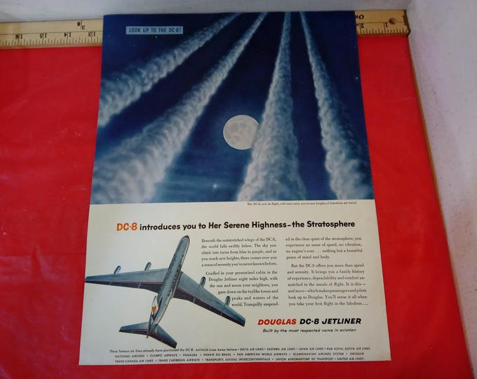Vintage Military/Airplane Advertisements, DC-8 Airplane and Consolidated Vultee Aircraft Corporation