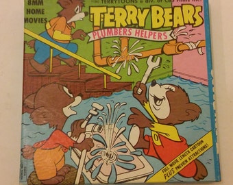 Vintage Terry Bears Plumbers Helpers, Super 8mm Terrytoons Movie, 1970's