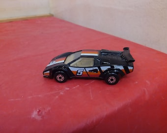 Vintage Diecast Car, Black Lamborghini Countach LP 500s #5 by Matchbox, Made in Macau, 1985