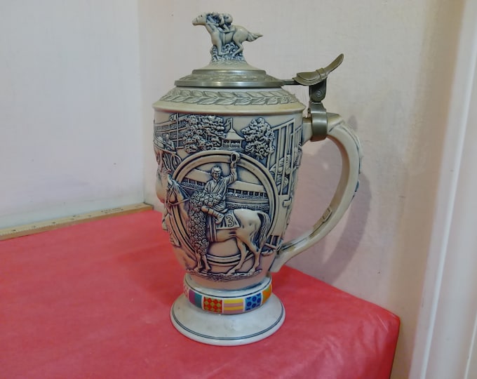 Vintage Beer Stein, Decorative Stein by Avon, The Winner's Circle Stein, 1992