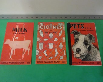 Vintage "Milk", "Clothes", and "Pets" Little Wonder Books