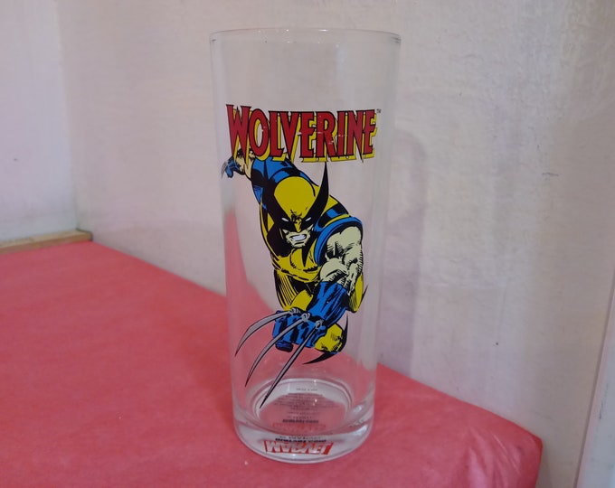 Vintage Marvel Drinking Glass, Marvel's Wolverine and Amazing Spiderman Drinking Glass