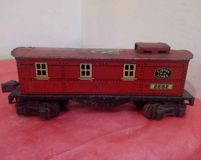 Vintage Toy Train, Lionel Train Caboose Car, Lionel Lines R & R # 2682, O Gauge Car, 1950's