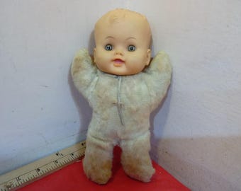 Vintage Doll, Douglas Cuddle Toy Baby Doll, Plush Light Blue, 1950's