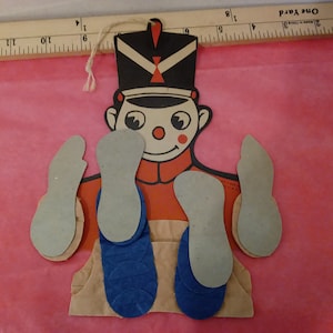 Vintage Paper Doll Hanging, Paper Dancing Doll "Toy Soldier", Fold out to Make it Dance Doll