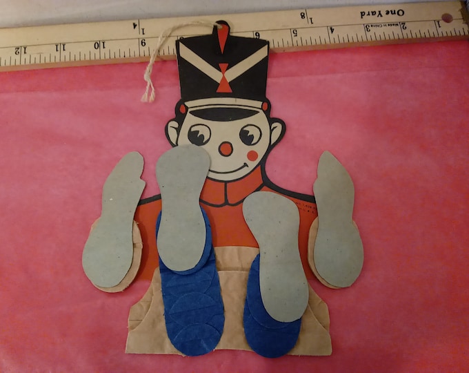 Vintage Paper Doll Hanging, Paper Dancing Doll "Toy Soldier", Fold out to Make it Dance Doll