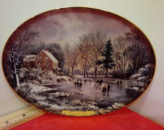 Vintage The Bradford Exchange Collector Plate, Currie & Ives Christmas "Early Winter", 1995