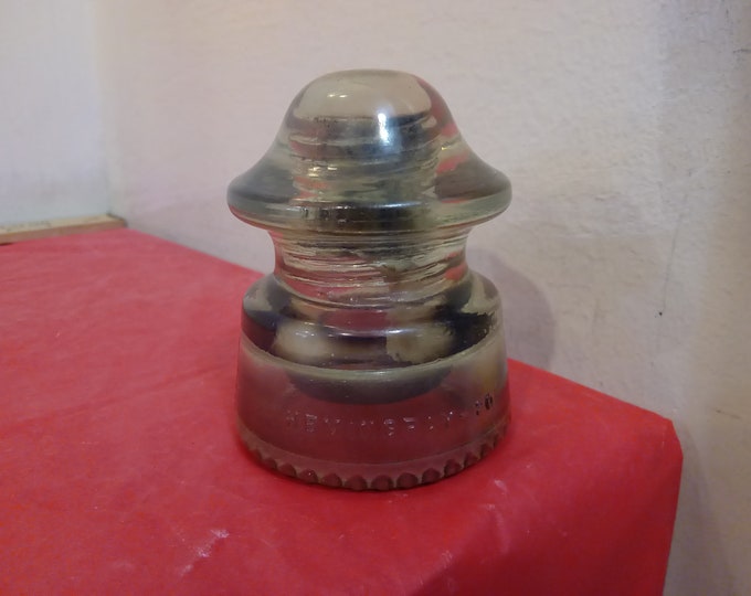 Vintage Glass Insulator, Hemingray-20 Clear Glass Insulator Made in USA#