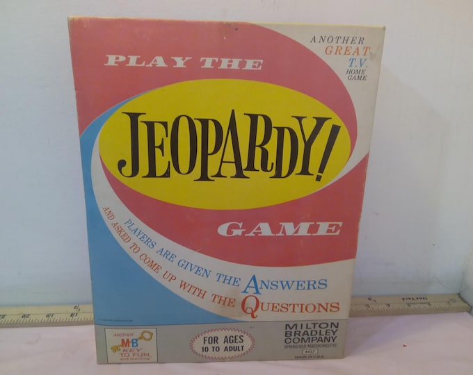 Vintage Board Games, Jeopardy "Play the Game Another Great T.V. Home Game" by Milton Bradley, 1960's#