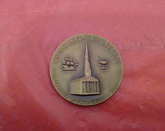Vintage Bronze Medal, Congregationalism Medal "Four Centuries of Faith Freedom and Fellowship