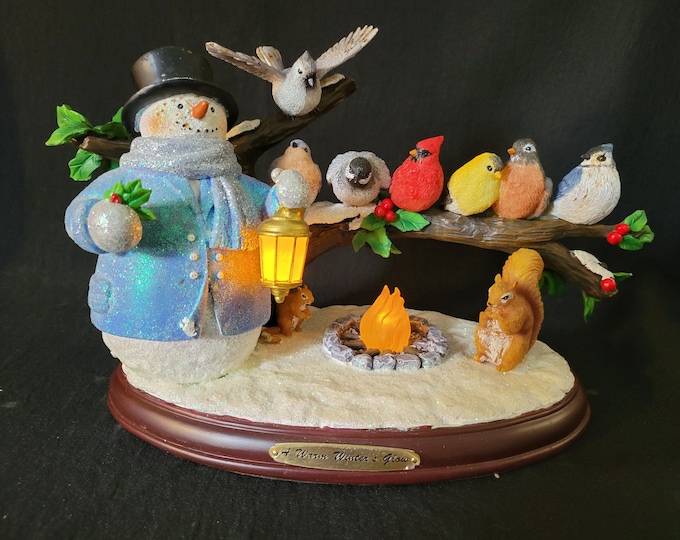 Christmas Music Figurine ,"A Warm Winter's Glow" Illuminated Tabletop Masterpiece by Thomas Kinkade