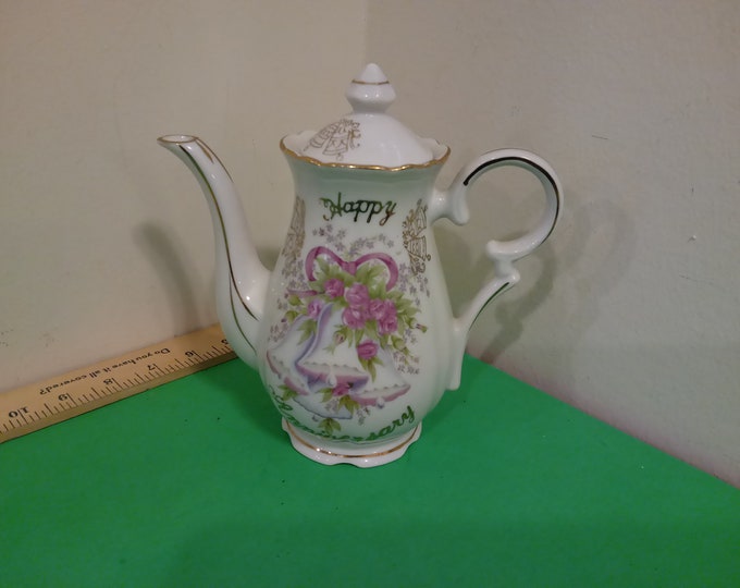 Vintage Norleans Teapot, Happy Anniversay made in Japan, 1970's