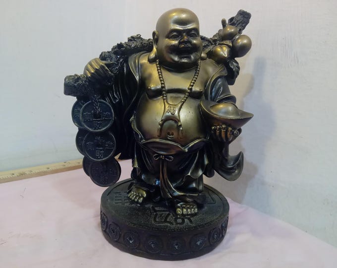 Vintage Resin Figurine, Laughing Buddha Incest Burning Figurine, Large Six Hole Incest Figurine