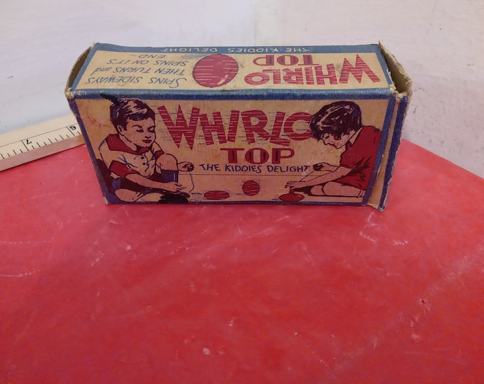 Vintage Toy Top, Whirlo Wooden Toy Top with Box, 1940's#