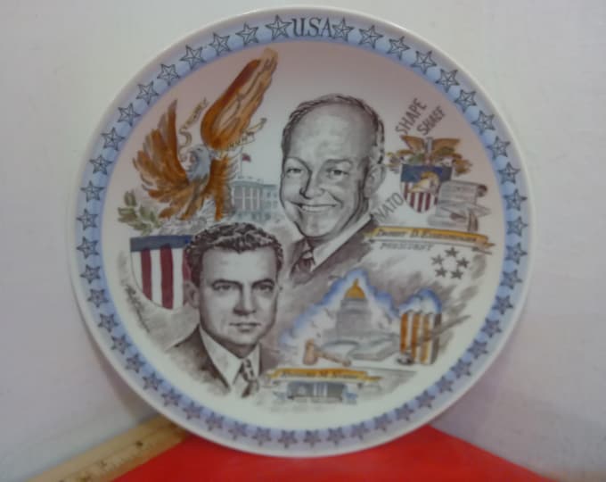Vintage Collectible Plates, Dinner or Dessert Plates, Eisenhower/Nixon, Admiral King, Capitol, Congressional Library, or White House#