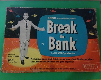 Vintage Board Game, Break the Bank Board Game, 1950's#