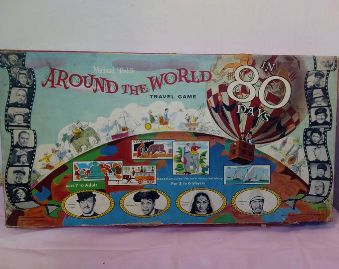 Vintage Board Game, "Michael Todd's "Around the World in 80 Days Travel Game" by Transogram, 1957#