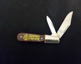 Vintage Golden Harvest Pocket Knife, Made in USA by Imperial, Barlow Knife, 1970's