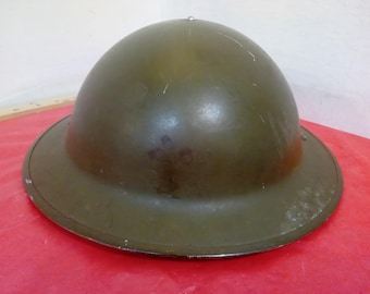 Vintage Military/Police Helmet, Brodie Doughboy Helmet Green made in Canada, 1940's#
