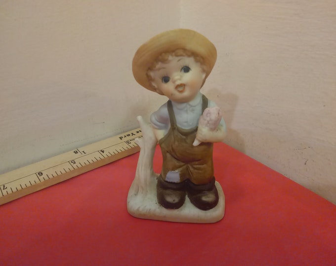 Vintage Hand Painted Ceramic, Boy with Ice Cream Cone