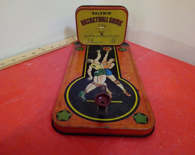 Vintage Toy Basketball Game, Baldwin Basketball Game Made In USA, 1930's#p