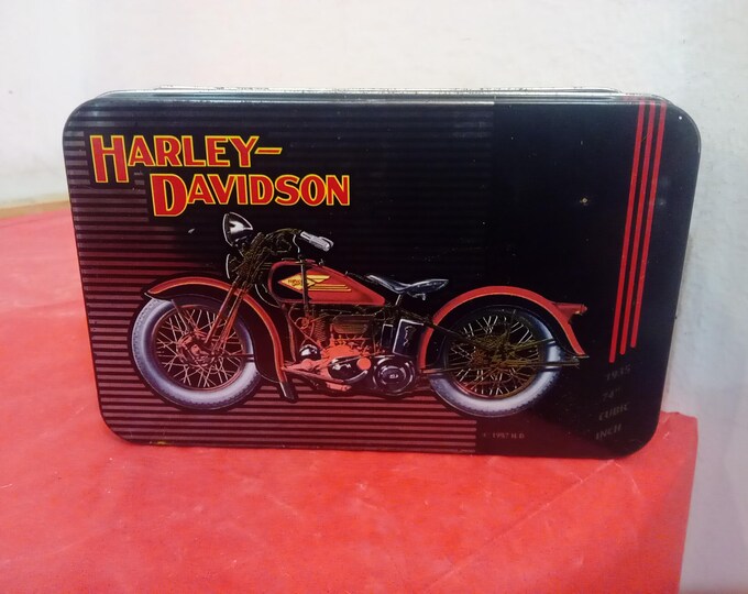 Vintage Collector Tin, Harley-Davidson Playing Card Tin, 1997
