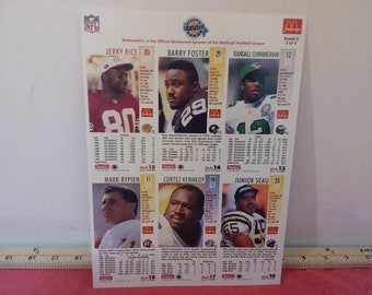 Vintage Football Cards, Mcdonald's Limited Edition Gameday Collector Cards on Sheet, 1993 - Etsy Vintage Football Cards, Mcdonald's Limited Edition Gameday Collector Cards on Sheet, 1993 - Etsy