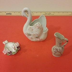 Vintage Porcelain Swans and Vase