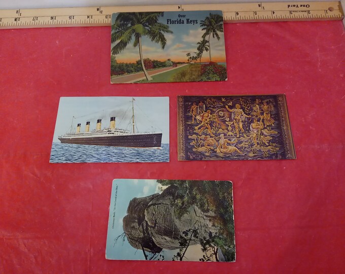 Vintage Postcards, Florida Keys, Titanic, Chimney Rock, and United Nations Nation Unies, 1950's