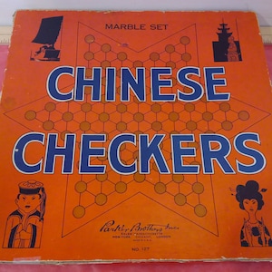 Vintage Chinese Checkers, Chinese Checkers Marble Set by Parker Brothers NO. 127, 1940's#