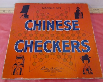 Vintage Chinese Checkers, Chinese Checkers Marble Set by Parker Brothers NO. 127, 1940's#