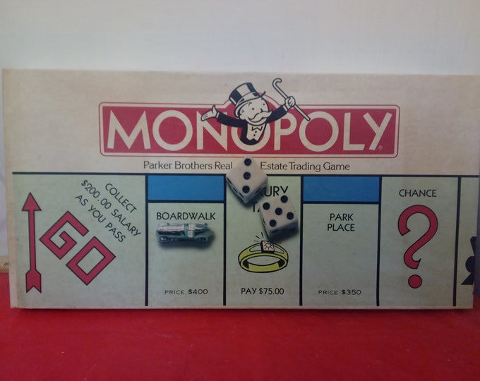 Vintage Board Game, Monopoly by Parker Brothers, Metal Pieces, 1985