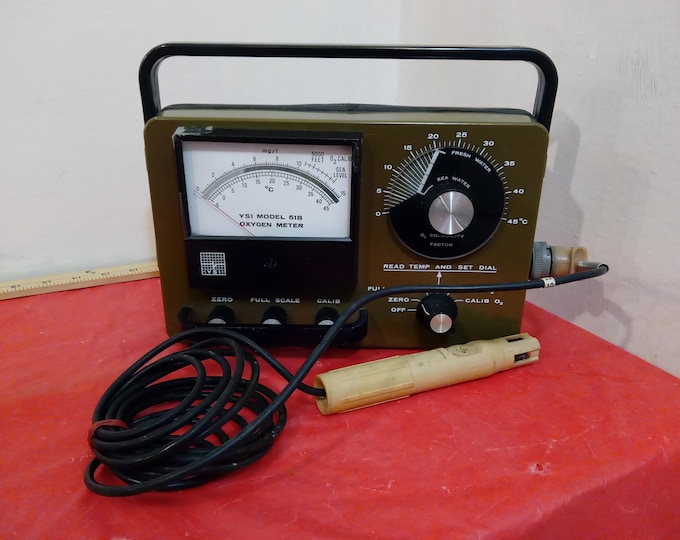 Vintage Oxygen Meter, YSI Model 51B Oxygen Meter, Green with Handle no Case