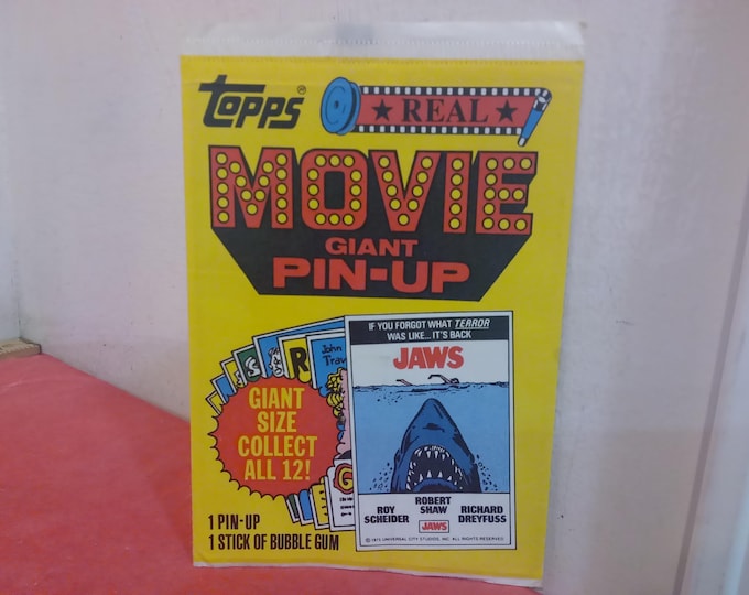 Vintage Movie Poster, Topps Real Movie Giant Pin-up Posters, Jaws, Rocky, Star Wars, Blue Lagoon, Pink Panther, Smokey & Bandit, and Others