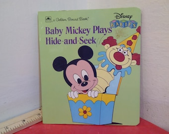 Vintage Hardcover Book, Disney Babies Baby Mickey Plays Hide and Seek, 1986