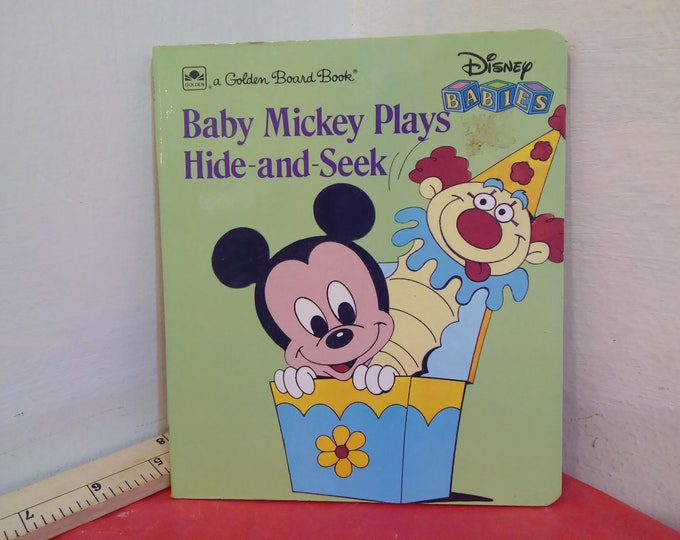 Vintage Hardcover Book, Disney Babies Baby Mickey Plays Hide and Seek, 1986