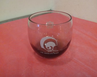 Vintage Sports Memorabilia, Los Angeles Rams Smoked Glass Low-Ball Tumbler, 1970's#