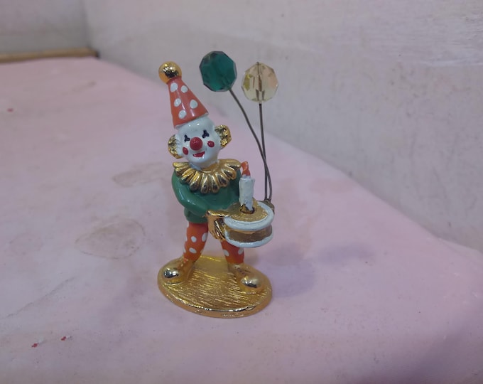 Vintage Metal/Pewter Clown Figurines, Clown w/Birthday Cake, Clown w/Flower, Clown w/Jester and Ball or Clown w/Ball on Feet