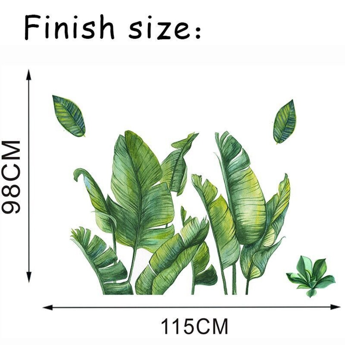 Tropical Plant Wall Stickers Large Big Green Leaf Wall Decals Etsy