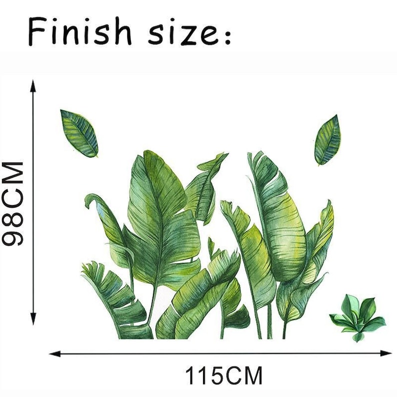 Tropical Plant Wall Stickers Large Big Green Leaf Wall Decals Etsy Canada
