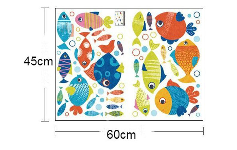 Fish Decal Fish Wall Décor Fish Art Sticker Colored Fish Etsy