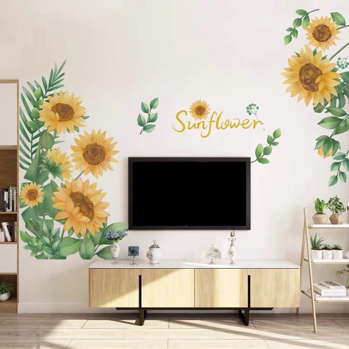 Amazing Yellow Sunflowers Wall Stickers Bedroom Flowers Home Etsy Canada