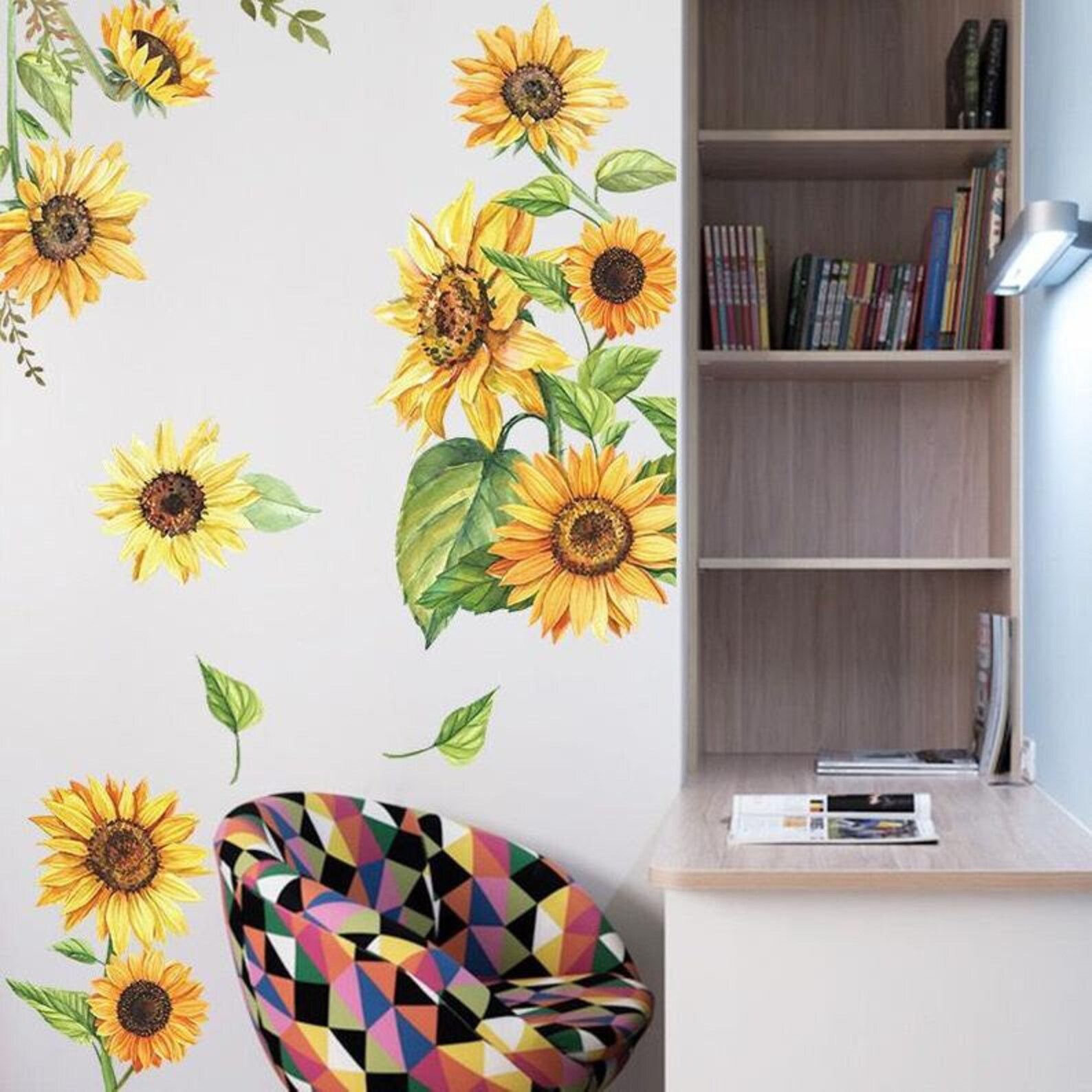 Amazing Yellow Sunflowers Wall Stickers Bedroom Flowers Home Etsy Canada